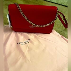 NWT! Kate Spade Madison Crossbody Red with Gold Chain